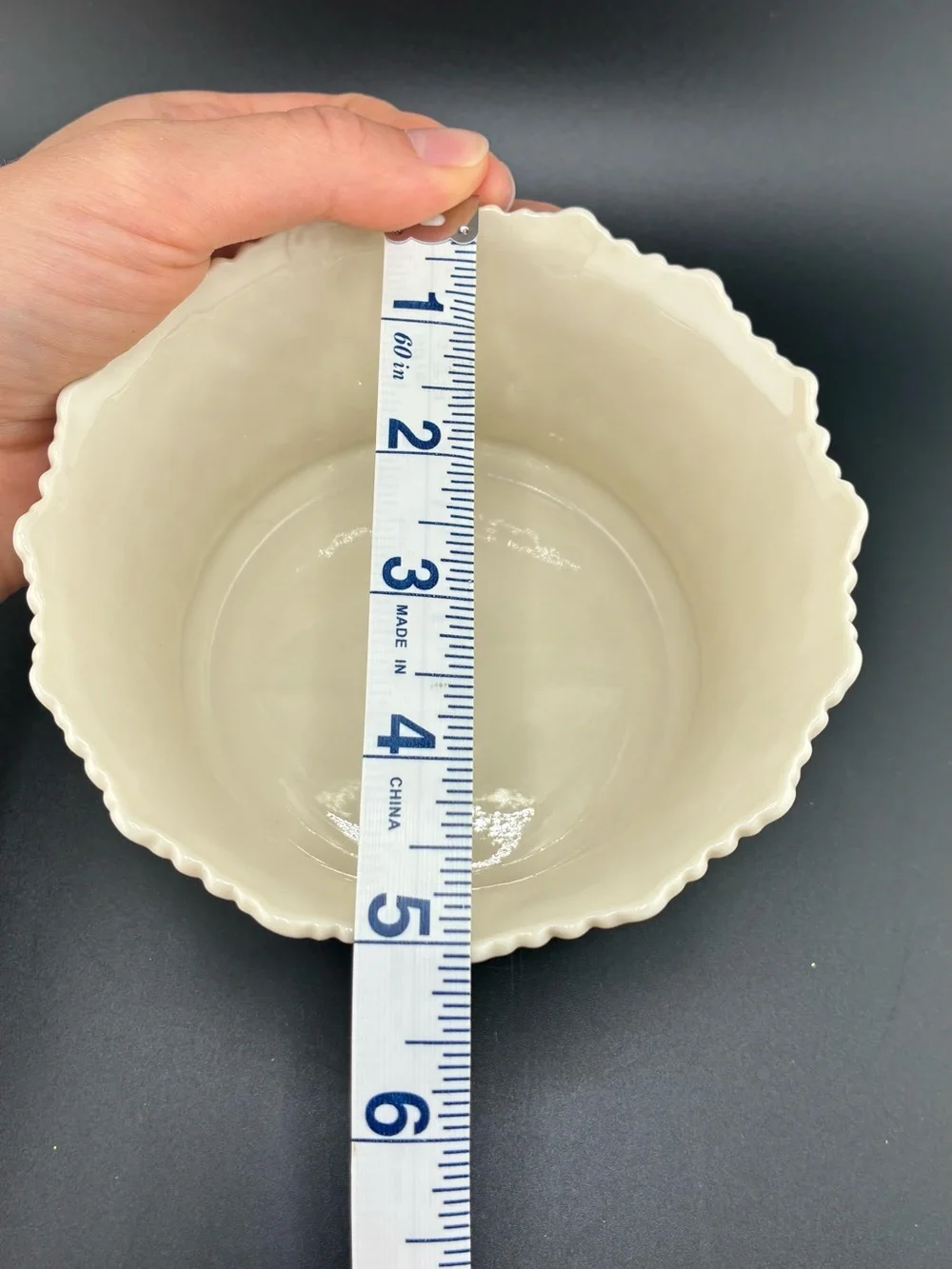 Lenox Scalloped Cream woodland Embossed Ceramic trinket bowl set of 2 - Picture 6 of 7